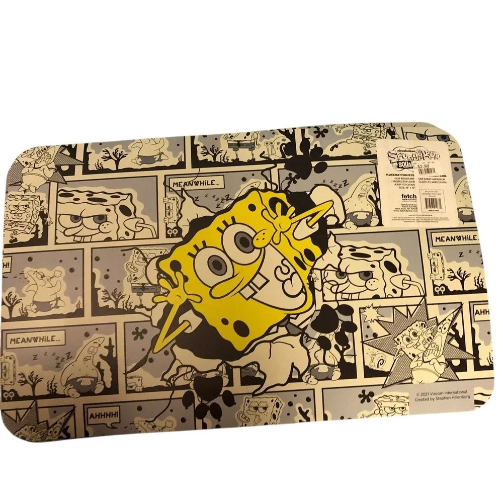 SpongeBob SquarePants Absorbent Pet Feeding Mat for‎ Food and Water Bowl Dog Mat